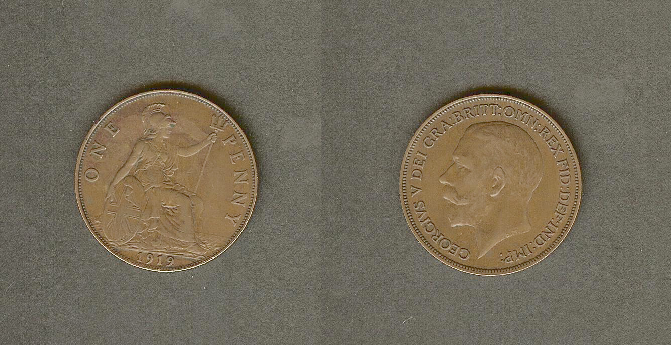 ROYAUME-UNI 1 penny Georges V 1919 TTB+